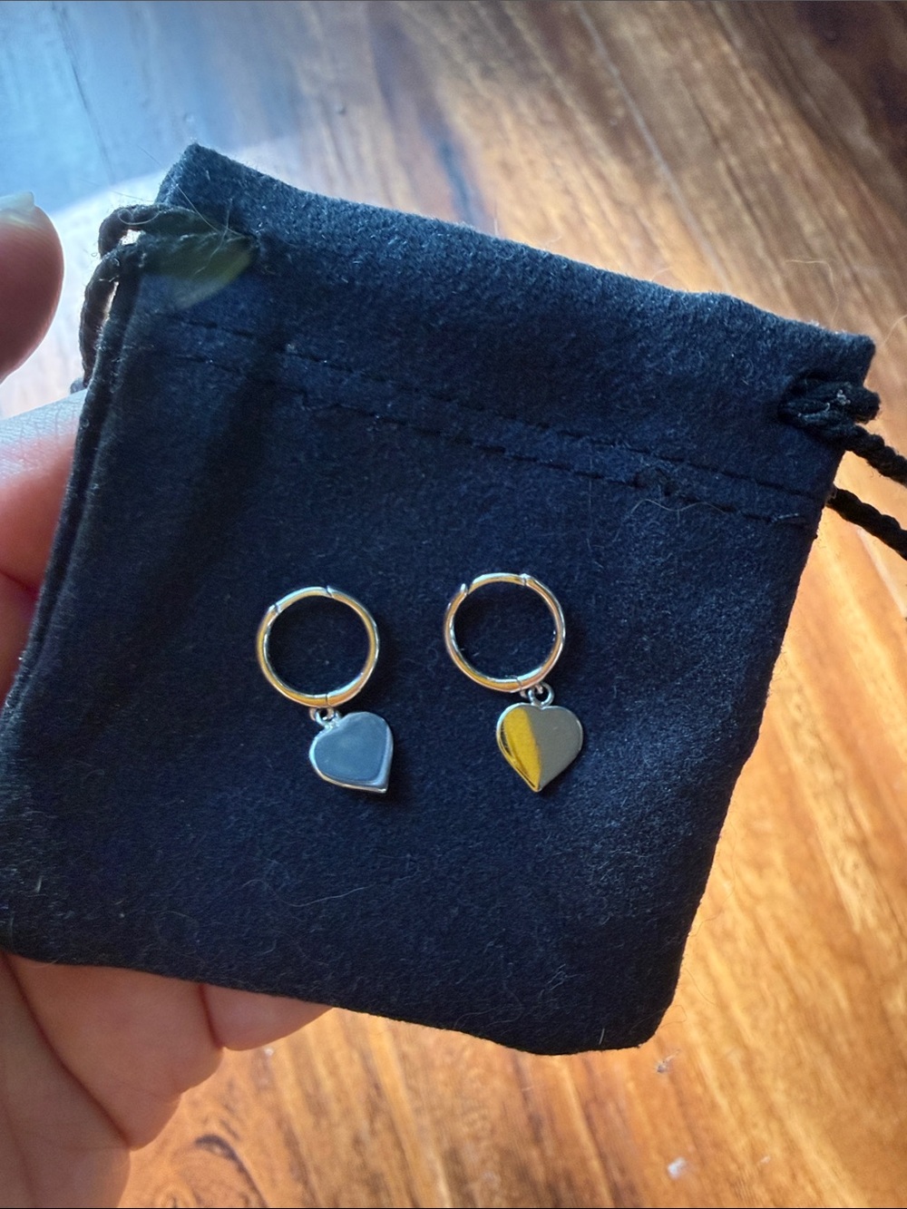 Aleyolé Silver Heart Huggie Earrings